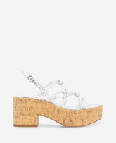 Kenneth Cole Shop Essa Silver Metallic Cork Platform Sandal | KC Reaction