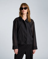 Kenneth Cole Collared Sheer Bomber Jacket