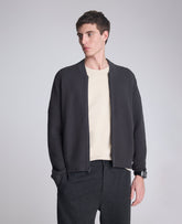 Kenneth Cole Sweater Bomber Jacket: Charcoal Waffle Knit | Kenneth Cole