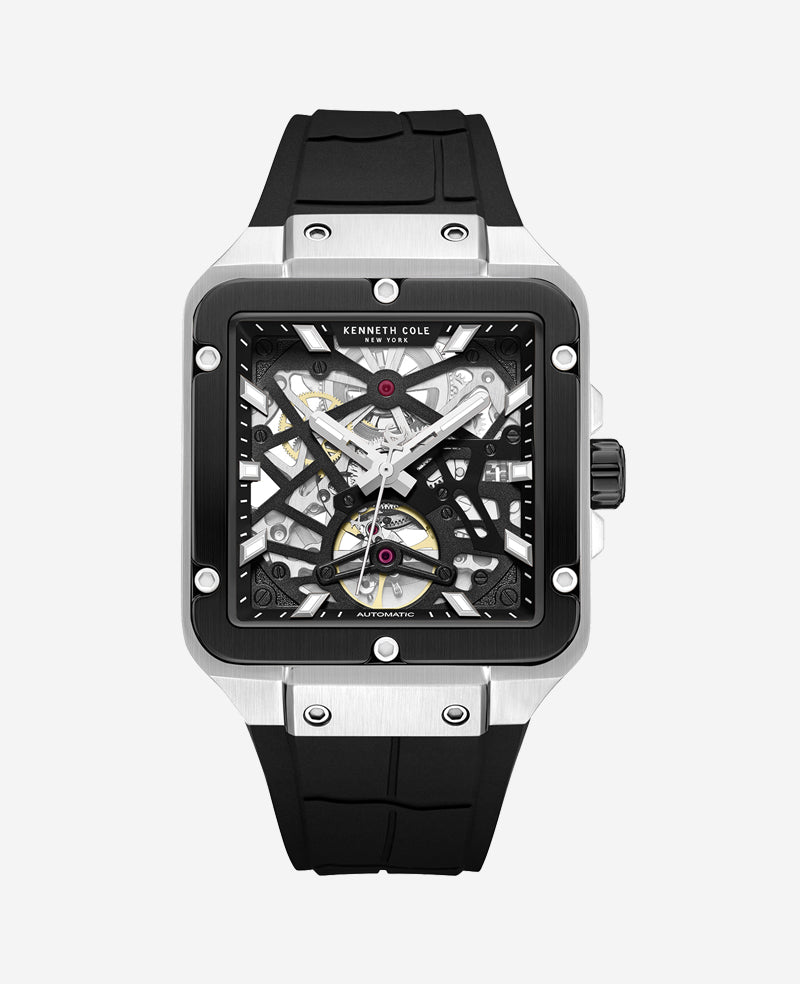Kenneth Cole Shop Square Skeleton Automatic Black Watch | Kenneth Cole