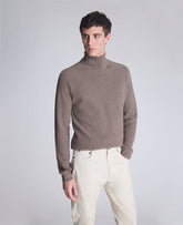 Kenneth Cole Shop Foldover Turtleneck Sweater: Light Brown Heather | KC