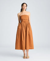 Kenneth Cole Ruched Strapless Midi Dress