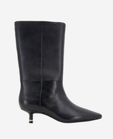 Kenneth Cole Shop Meryl Leather Bootie, Stylish Black Mid Heel Boots | KC