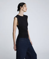 Kenneth Cole Sleeveless Side Rouched Knit Top – Black | Kenneth Cole