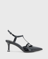 Kenneth Cole Urka Black Crinkle Patent Slingback Heel | Kenneth Cole