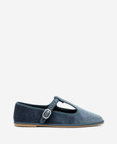 Kenneth Cole Verona Blue Velvet T-Strap Mary Jane Flat | Kenneth Cole