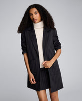 Kenneth Cole Pinstripe Patch Pocket Open Front Jacket
