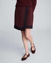 Kenneth Cole Luxe Twill Faux Wrap Mini Skirt With Lace Trim