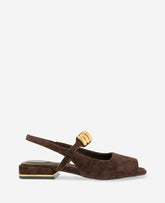 Kenneth Cole Illia Suede Open Toe Hardware Flat Slingback