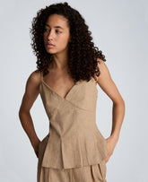 Kenneth Cole Linen Fitted Cami with Pleated Body