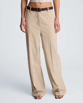Kenneth Cole Crosshatch Fly Front High Rise Slash Pocket Wide Leg Pant with Belt