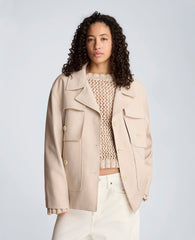 Kenneth Cole Melange Twill Multi Pocket Jacket with Notch Collar