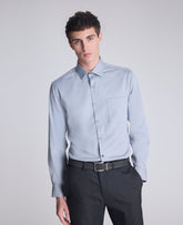 Kenneth Cole Mens REACTION Slim-Fit Button-Down Dress Shirt, Stone Grey