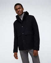 Kenneth Cole Shop Black Boucle Wool Jacket with Jersey Hood – Men’s Fit