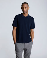 Kenneth Cole Navy Polo Sweater – Cotton-Modal & Refined Drape | KC