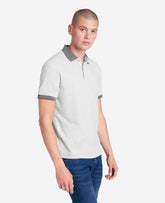 Kenneth Cole Heather Grey Polo with Colorblock Collar – 4-Way Stretch