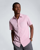Kenneth Cole Slim Fit Short-Sleeve Mixed-Media Sport Shirt