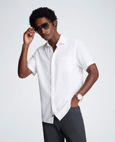 Kenneth Cole Slim Fit Short-Sleeve Mixed-Media Sport Shirt