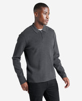 Kenneth Cole Charcoal Long Sleeve Polo Sweater for Men | Kenneth Cole
