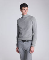 Kenneth Cole Shop Foldover Turtleneck Sweater: Grey Heather Ribbed | KC