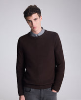 Kenneth Cole Shop Popcorn Crew Sweater: Dark Brown Textured Knit | KC