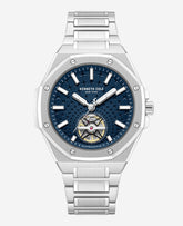 Kenneth Cole Skeleton Automatic Blue Dial Stainless Steel Bracelet Watch