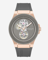 Kenneth Cole Skeleton Automatic Rose Gold Silicone Strap Watch