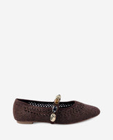 Kenneth Cole Zeta Woven Knit Stone Embellished Ballet Flat