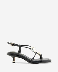 Kenneth Cole Gemma Embellished Strappy Leather Kitten Heel Sandal