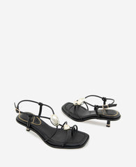Kenneth Cole Gemma Embellished Strappy Leather Kitten Heel Sandal