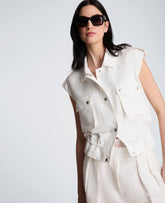 Kenneth Cole Snap Front Vest with Drawcord Waist
