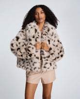 Kenneth Cole Faux Fur Cropped Coat Natural/Brown Multi | Kenneth Cole