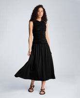 Kenneth Cole Drawstring Ruched A-Line Midi Milano Jersey Dress