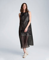 Kenneth Cole Sheer Overlay Crewneck Mini A-Line Dress