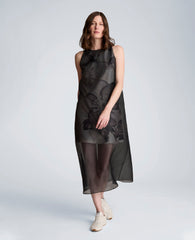 Kenneth Cole Sheer Overlay Crewneck Mini A-Line Dress