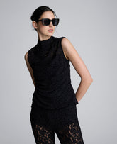 Kenneth Cole Sleeveless Stretch Lace Mock Neck Top
