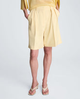 Kenneth Cole Vision Twill Fly Front High Rise Pleated Bermuda Short