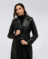 Kenneth Cole Shop Faux Leather Belted Trench Coat – Black | Kenneth Cole