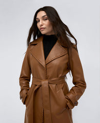 Kenneth Cole Faux Leather Belted Trench Coat – Cognac | Kenneth Cole