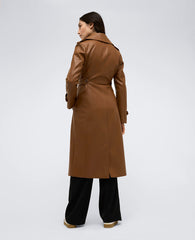 Kenneth Cole Faux Leather Belted Trench Coat – Cognac | Kenneth Cole