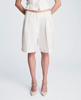 Kenneth Cole Fly Front High Rise Pleated Short Bermuda Refined Linen Short