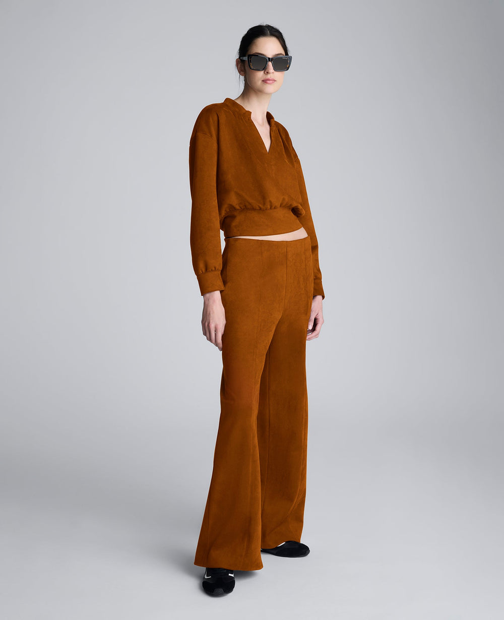 Kenneth Cole Faux Suede Pull On Wide Leg Pant