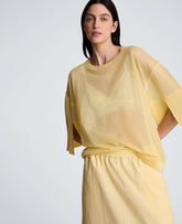 Kenneth Cole Semi Sheer Crew Neck with Slit Sleeves
