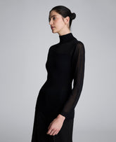 Kenneth Cole Long Sleeve Mockneck Sweater with Sheer Placket