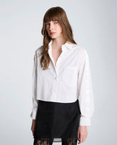 Kenneth Cole Button Front Crop Shirt with Satin Detail