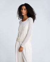 Kenneth Cole Shop Sequin Mesh Long Sleeve Top in Oyster | Kenneth Cole