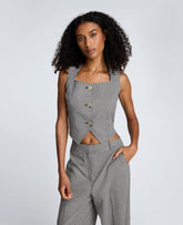 Kenneth Cole Cropped Fitted Bodice Houndstooth Vest