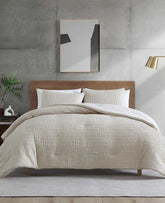 Kenneth Cole Serenity Wavy Lines Beige Duvet Cover Set