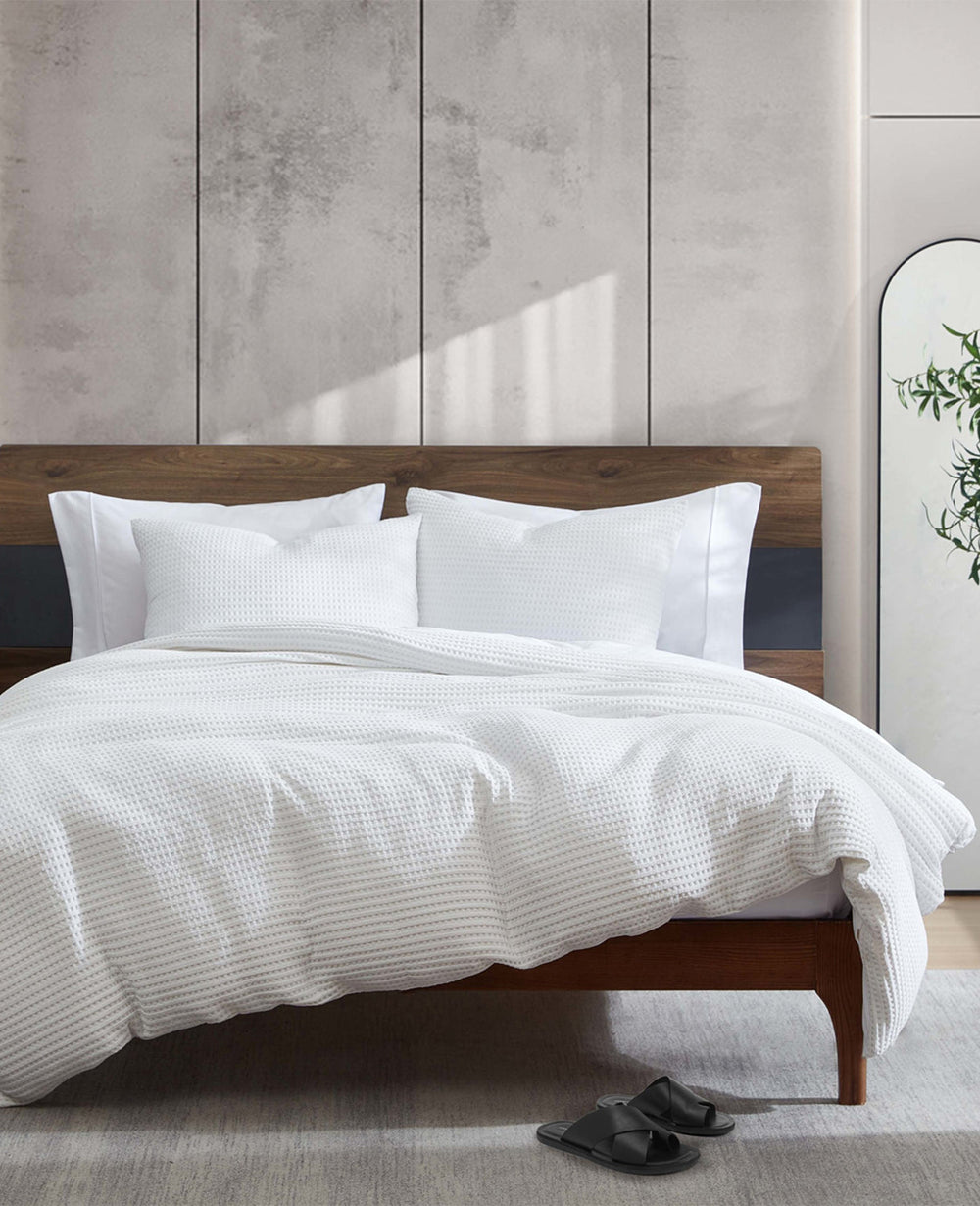 Kenneth Cole Shop Reversible Solid White Waffle Comforter Set | KC Home