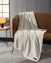 Kenneth Cole Textured Solid Throw Blanket